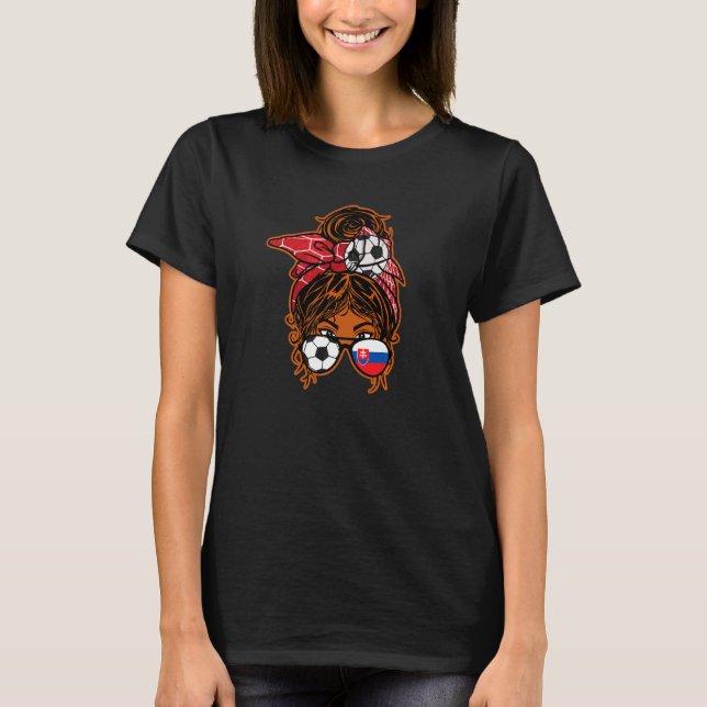 Camiseta Messy Bun Hair Brown Skcer Chica de fútbol Eslovaq (Anverso)