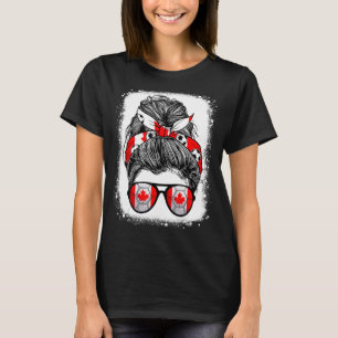 Camiseta Messy Bun Hair Canada Bandera Glass Canadienses Ch