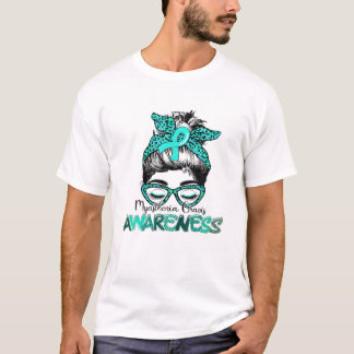 Camiseta Messy Bun Hair Cinta Verde azulada Myasthenia Grav