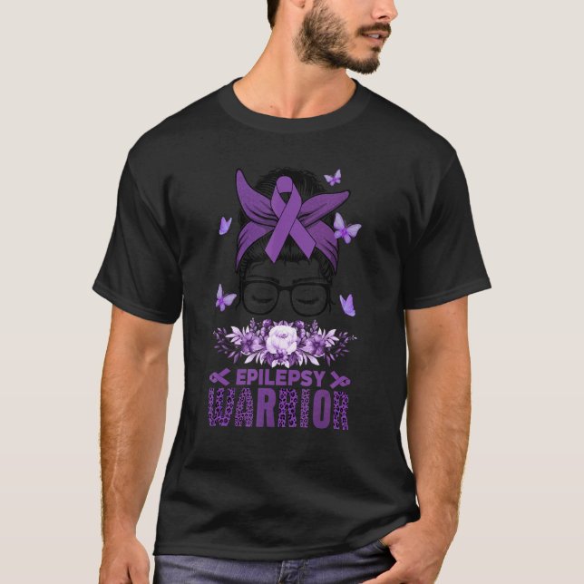 Camiseta Messy Bun Hair Epilepsy Awareness Day Warrior Wome (Anverso)