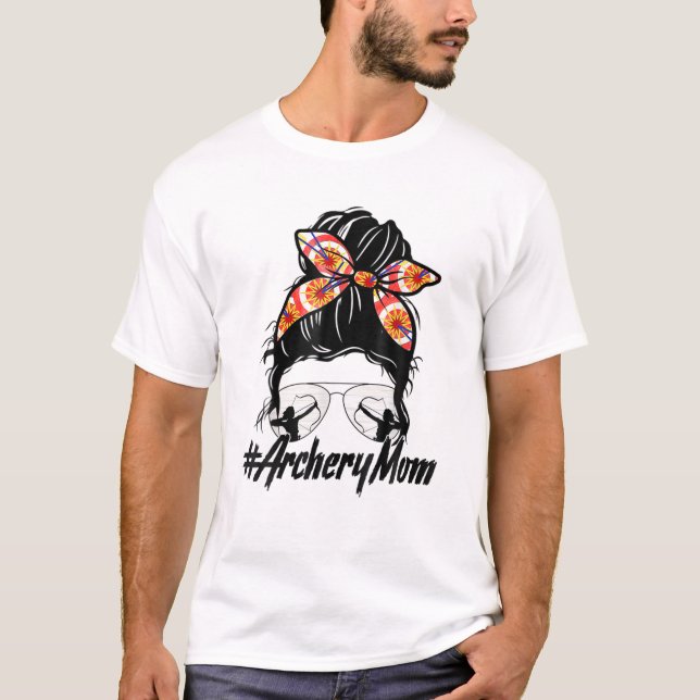 Camiseta Messy Bun Hair Gafas de sol Bandana Archery Mamá M (Anverso)