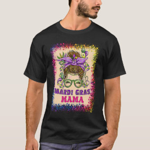 Camiseta Messy Bun Hair Glasses New Orleans Carnival Mardi