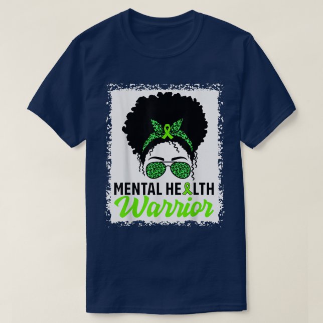 Camiseta Messy Bun Hair Guerrero de Salud Mental Salud Ment (Diseño del anverso)