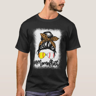 Camiseta Messy Bun Hair Mom De Ambos Softball Bleac Bleac