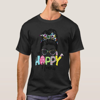 Camiseta Messy Bun Hair One Hoppy Nonni Bunny Feliz Pascua
