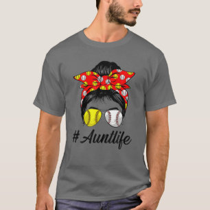 Camiseta Messy Bun Hair Tía Life Softball Béisbol Love Mo