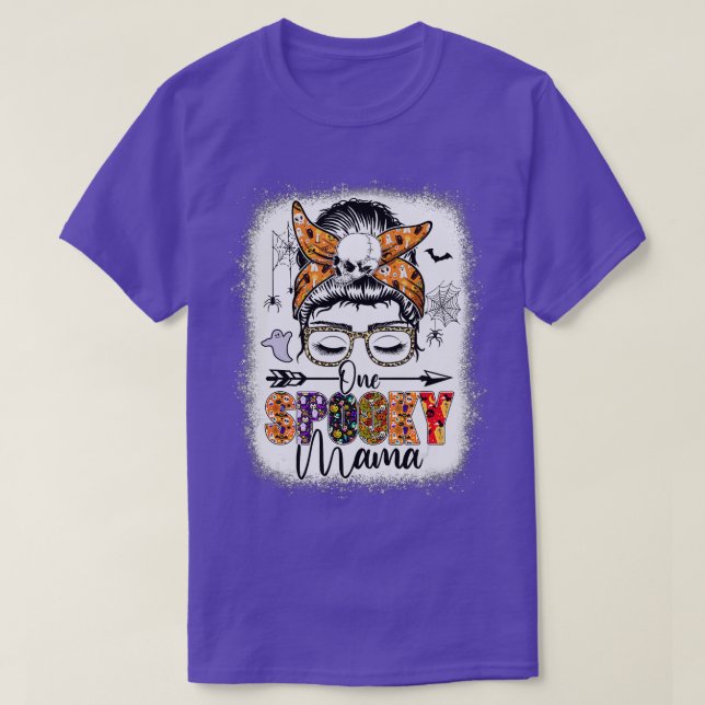 Camiseta Messy Bun Hair Una Espectacular Mama Halloween Dis (Diseño del anverso)