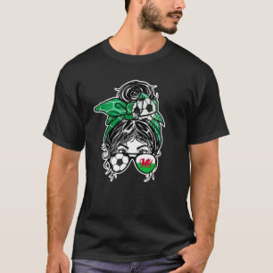 Camiseta Messy Bun Hair Welsh Chica de fútbol Gales Deporti