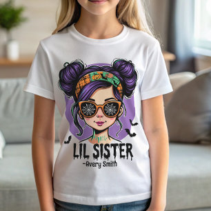 Camiseta Messy Bun Halloween Pequeña Hermana