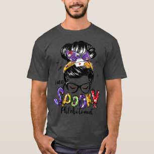 Camiseta Messy Bun Happy Halloween, un fantasma fantasmal