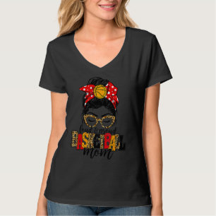 Camiseta Messy Bun Leopar, mamá del baloncesto y las mujere