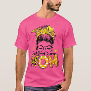 Camiseta Messy Bun Leopard Cáncer de la Infancia Amarillo M
