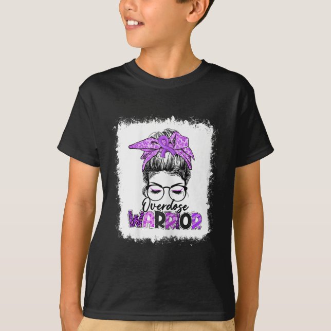 Camiseta Messy Bun Leopard Print Purple Ribbon Overdose Awa (Anverso)