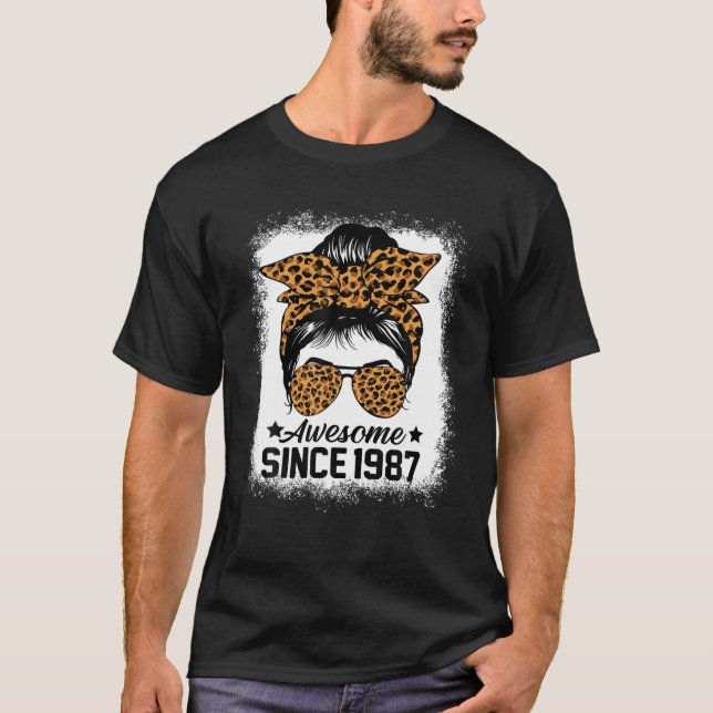 Camiseta Messy Bun Leoprad Impresionante Desde 1987 De 35 A (Anverso)