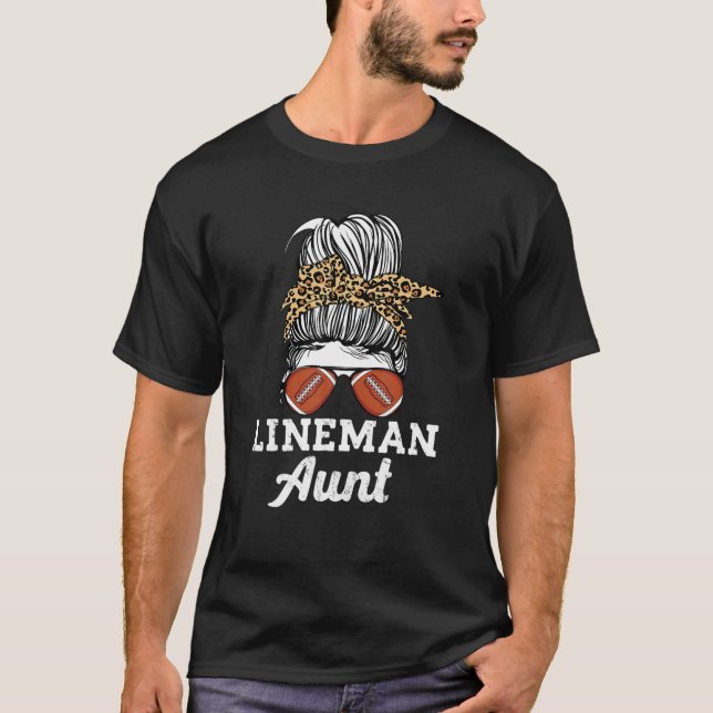 Camiseta Messy Bun Lineman Tunt Leopard Pattern Offensive L (Anverso)