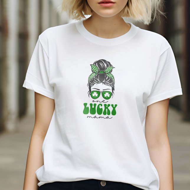Camiseta Messy Bun Lucky One First Birthday Chica (Subido por el creador)