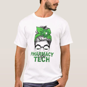 Camiseta Messy Bun Lucky Pharmacy Tech Farmacista St Patric