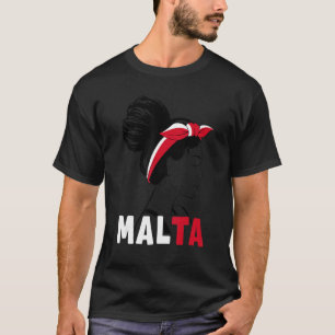 Camiseta Messy Bun Malta Bandera Maltesa Para Las Mujeres C