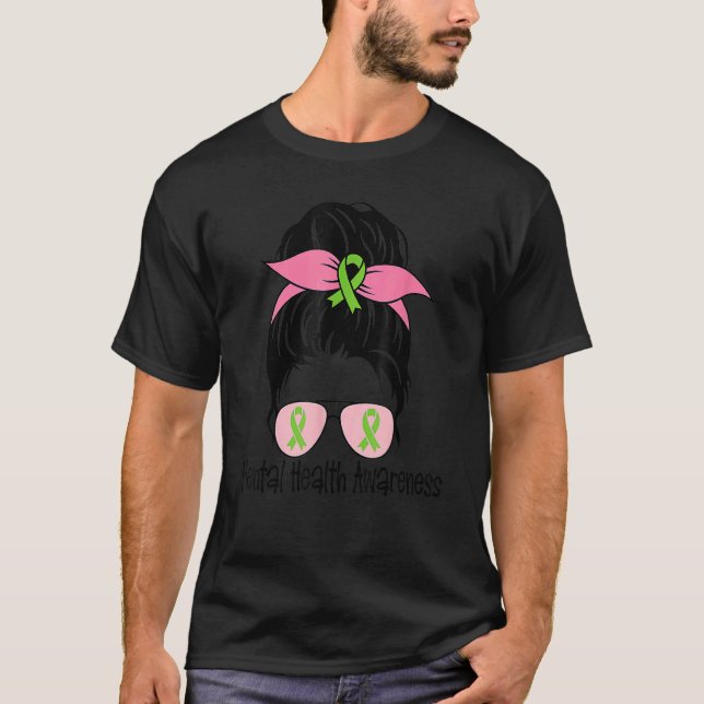 Camiseta Messy Bun Mental Health Matters Mental Health Awa (Anverso)