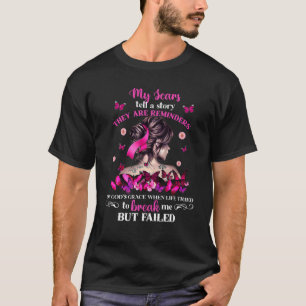 Camiseta Messy Bun My Scars Tell A Story Breast Cancer Awar