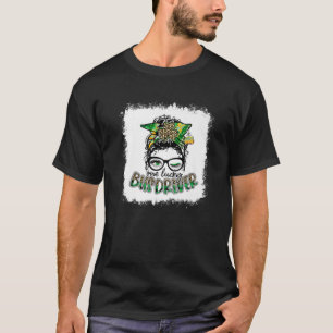 Camiseta Messy Bun One Lucky Bus Driver Lucky Shamrock Patr