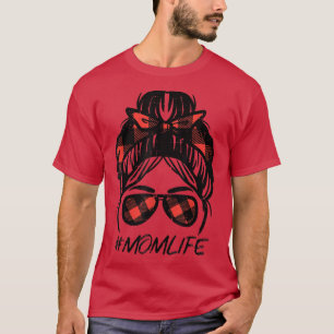 Camiseta Messy Bun Plaid Gafas de sol de mamá Mamáes de Día