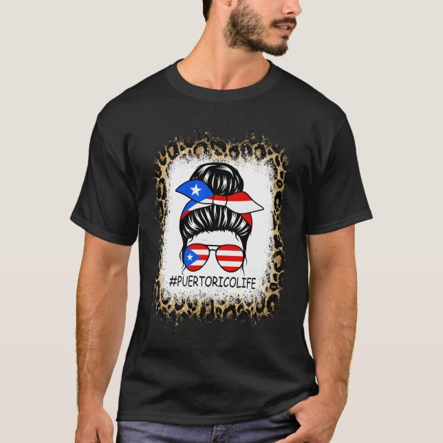 Camiseta Messy Bun Puertorico Vida Divertidas Mujeres Ameri (Anverso)