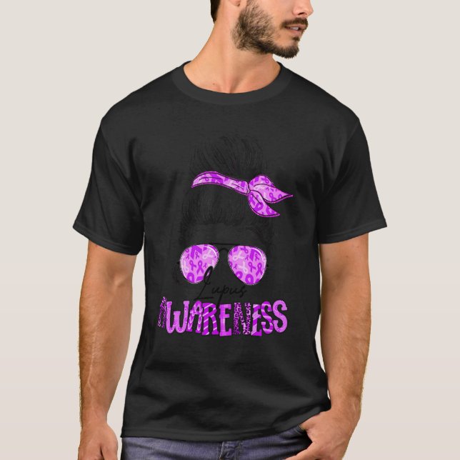 Camiseta Messy Bun Purple Ribbon Lupus Warrior Lupus Awaren (Anverso)