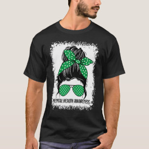 Camiseta Messy Bun Salud Mental Importa Conciencia Ri Verde