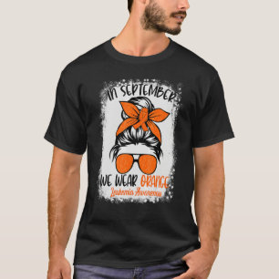 Camiseta Messy Bun September Usamos Naranja Leukemia Awaren