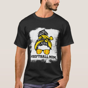 Camiseta Messy Bun Softball Mom Life Bleached Game Day Chee