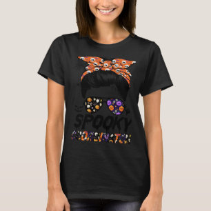 Camiseta Messy Bun Spooky Coordinadora Mujeres Calabaza Hal
