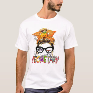 Camiseta Messy Bun Spooky, Secretario de la escuela, le dio