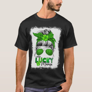 Camiseta Messy Bun St Patrick's Day One Lucky Mama