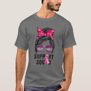 Camiseta Messy Bun Support Squad Pink Leopard Print Breve