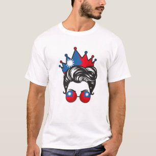 Camiseta Messy Bun Taiwán gafas de sol Bandera de Taiwán