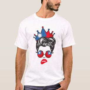 Camiseta Messy Bun Taiwán gafas de sol Bandera de Taiwán