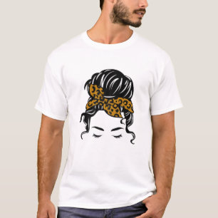 Camiseta Messy Bun Tee Con Leopard Cheetah Pattern Bandana