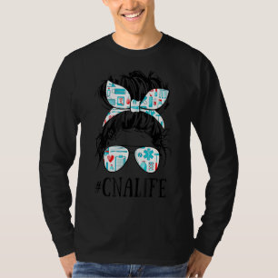 Camiseta Messy Hair Bun Cna Enfermería Vida Sanitaria Fundi