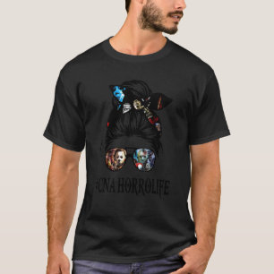 Camiseta Messy Hair Bun Horror Enfermera de la vida en Cna