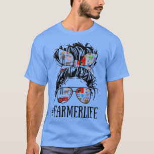 Camiseta Messy Hair Woman Bun Farmer Life Farm 