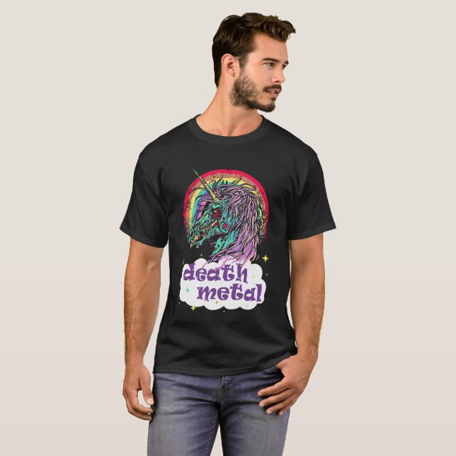 Camiseta Metal de la muerte del unicornio del zombi (Anverso completo)