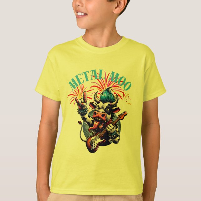 Camiseta     Metal Moo-d – Rockin' Cow with a Guitar (Anverso)