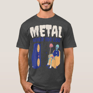 Camiseta Metal Never Too LoudFunny Rock Music Skeleton 1766