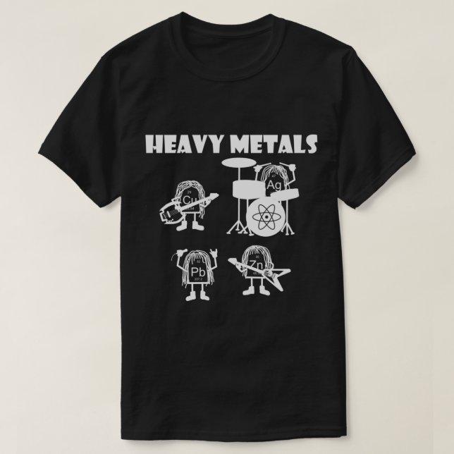 Camiseta Metales pesados rock, química, física - periódica  (Diseño del anverso)