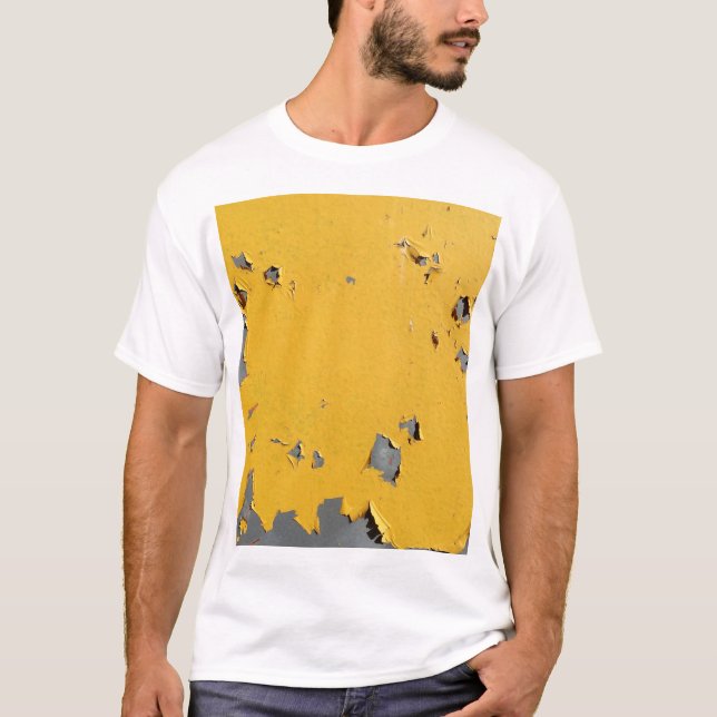 Camiseta Metalizado amarillo roto: textura sucia. (Anverso)