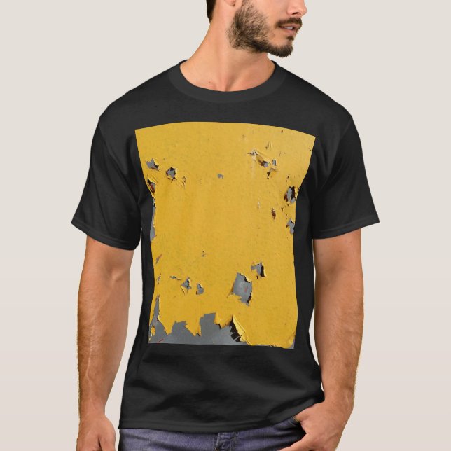 Camiseta Metalizado amarillo roto: textura sucia. (Anverso)