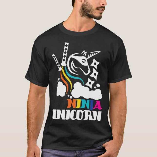 Camiseta Metalizado negro de Unicorn Ninja 3 (Anverso)