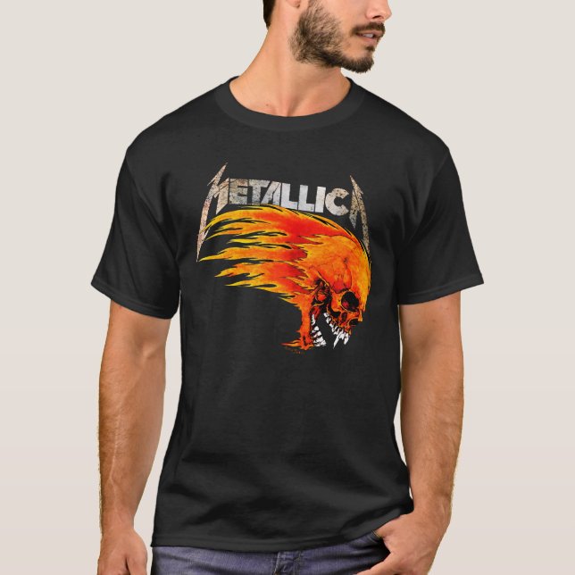 Camiseta Metallica Flaming Skull Graphic Tee 💀🔥 (Anverso)
