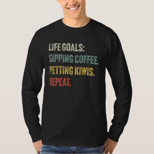 Camiseta Metas de la Vida Beber Café y Acariciar Kiwis Vint